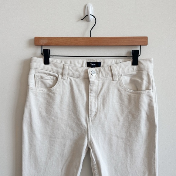 THEORY • Dyed Denim 5-Pocket Flare Jean in Ecru - Picture 4 of 10